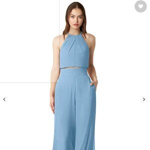 Azazie Women's SZ 10 Steel Blue Chiffon Jumpsuit